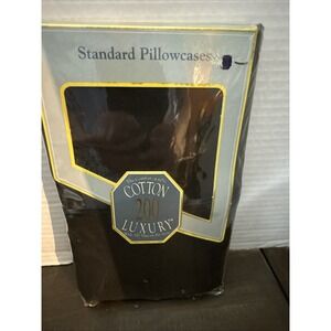 VTG Standard Pillowcases Cotton Luxury 200 TC Black  20"X30"  New USA